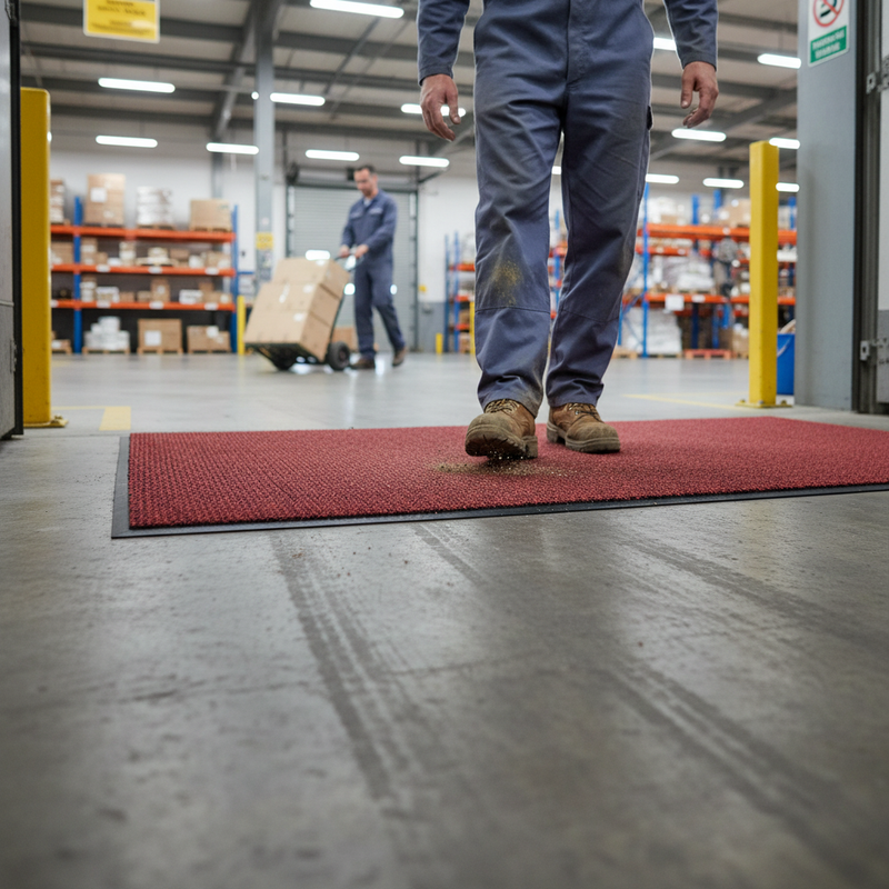 Dim Gray Heavy Duty Scraper Mat for Extreme Weather Conditions - Red