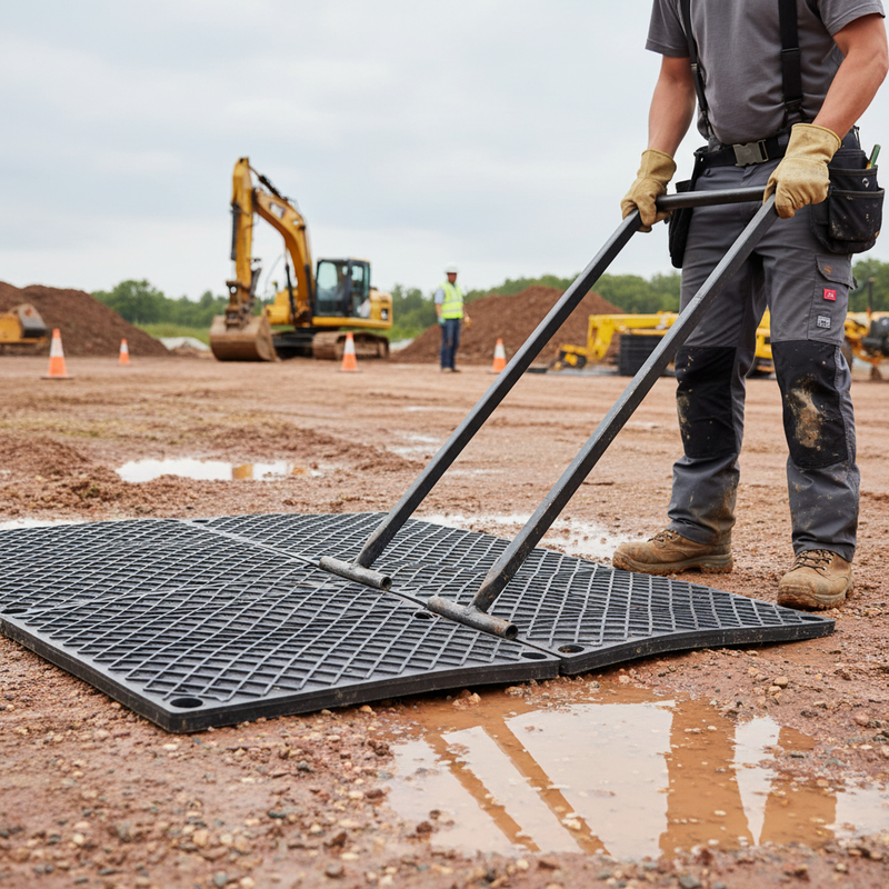 Rosy Brown Premium Ground Protection Mat Drag Hooks for Secure Installation