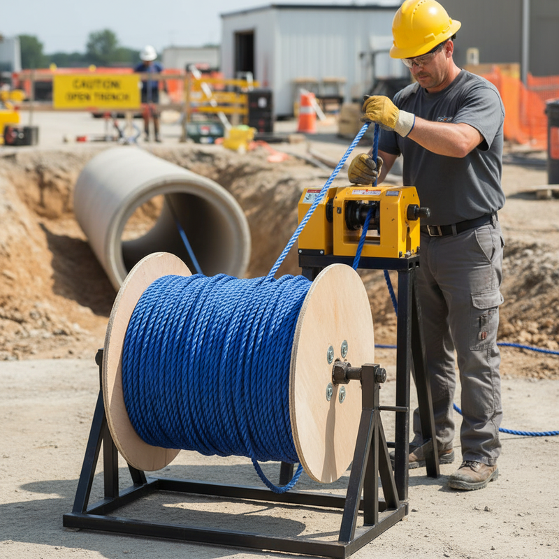 Tan Premium Blue Polypropylene Rope Drum - Strong and Durable