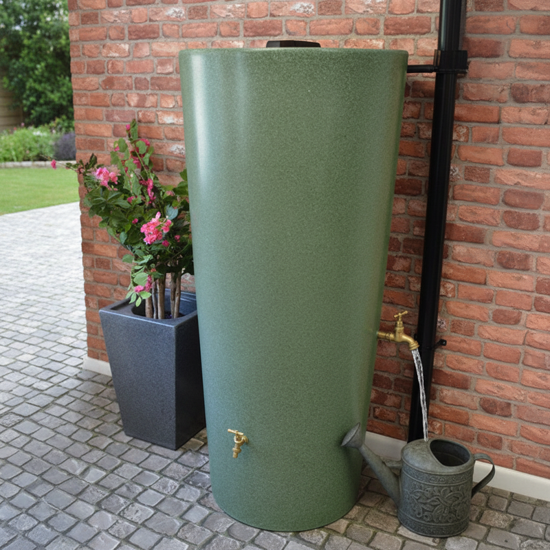 Dim Gray Premium 420 Litre Water Butt with Dual Outlets and Brass Tap