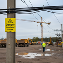 Dim Gray Premium Danger Overhead Cable Warning Sign for Height Restriction