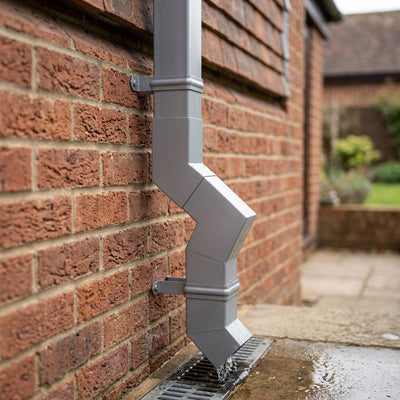 Flush Joint Adjustable Swanneck 72x72mm Aluminium Downpipe