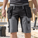4-Way Stretch Work Shorts Holster Pockets Steel Grey/Black