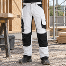 White/Black Loose Fit Stretch Site Trousers with Knee Guard