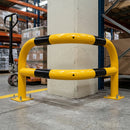 580 x 580 x 430mm angled corner safety barrier steel yellow