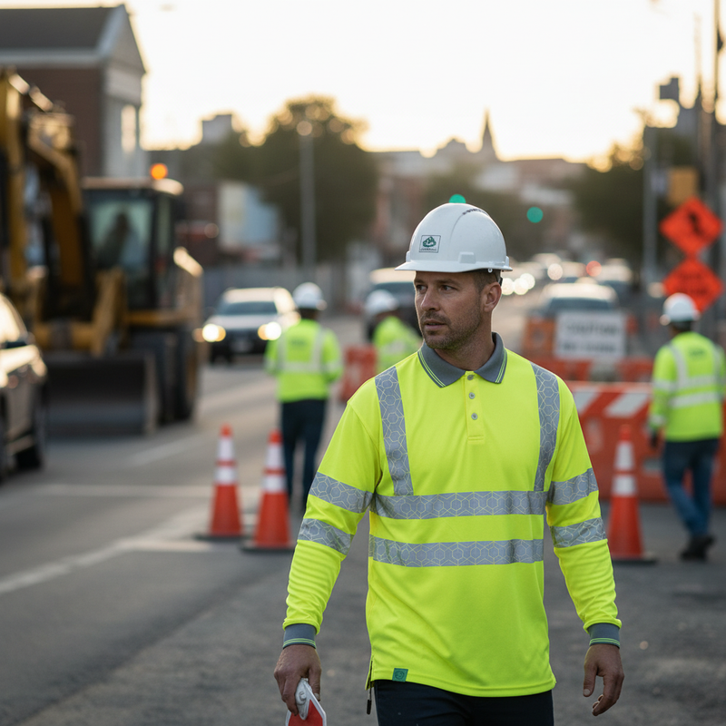 Dim Gray Premium Hi-Vis Long Sleeve Recyclable Polo Shirt - Bright Yellow