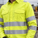 Arc Flash and Flame Resistant Long Sleeve Shirt - Hi-Vis Yellow/Navy (view 2)
