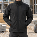Windproof Softshell Work Jacket with High Collar - Black