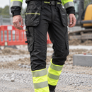 Hi-Vis Class 1 Stretch Holster Pocket Trousers, Black/Hi-Vis Yellow
