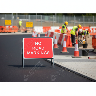 Premium No Road Markings Metal Sign Face - 1050 x 750mm