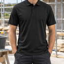 Lightweight Recycled Polyester Polo Shirt - Black