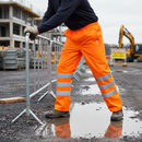 Slate Gray Premium Hi-Vis Waterproof Breathable Trousers - Orange