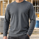 Steel Grey Long Sleeve Cotton Work Top