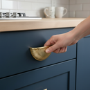 Premium Modern Chic Ribbed Pull Handles 79mm in Brushed Brass Finish, 10 Pack for Cabinets and Drawers