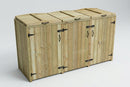 Triple chest timber wheelie bin store for 140-360L bins (view 2)