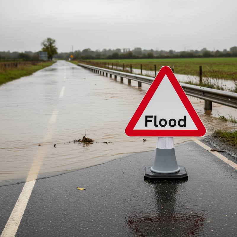 Gray Premium 750mm Triangle Cone Sign - High Visibility Safety Alert
