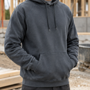 Heavy Duty Crew Neck Work Hoodie with Kangaroo Pocket - Steel Grey (view 2)