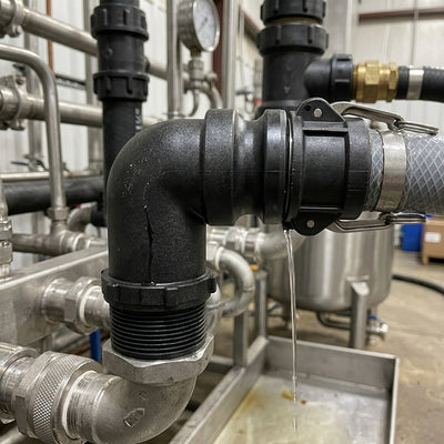 90° Cam Lever Hose Adaptor — 1½" Male Thread x 1½" GRPP