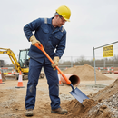 Light Gray Heavy Duty Insulated Taper Mouth Treaded Shovel - 10,000 Volts Protection