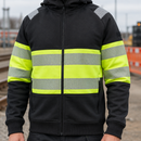 Class 1 High-Visibility Zip Up Hooded Top - Black/Hi-Vis Yellow