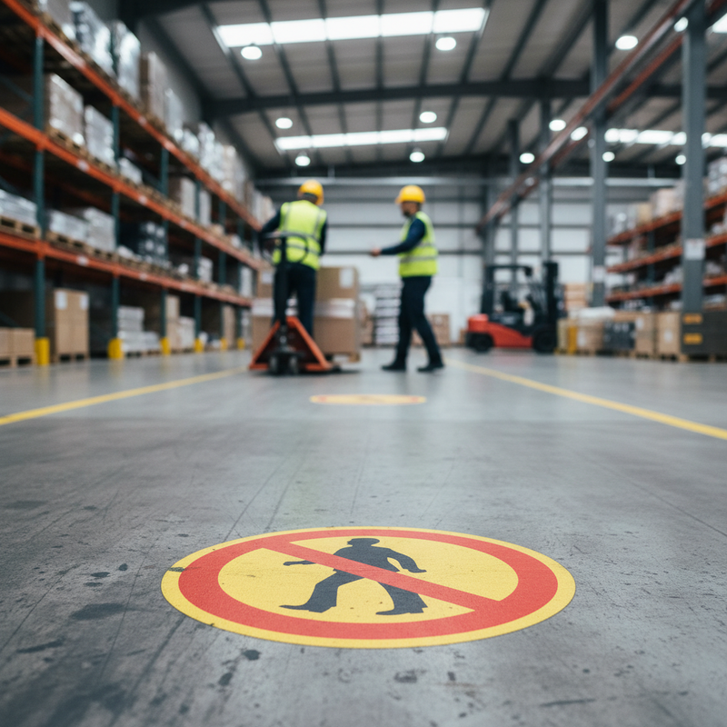 Light Slate Gray Premium No Pedestrians Floor Sign - Slip Resistant Vinyl