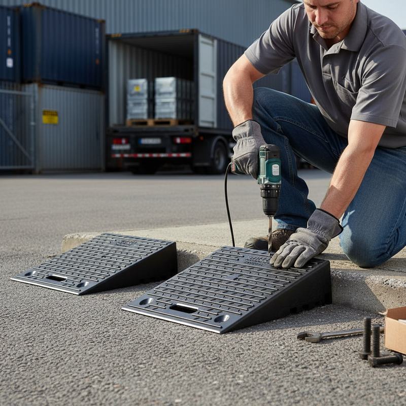 Dark Slate Gray Pack of 2 Heavy Duty Kerb Access Ramps - 6" Rise for Wheelchair Access