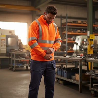 Premium Quarter Zip Sweatshirt Hi-Vis Jumper - Orange