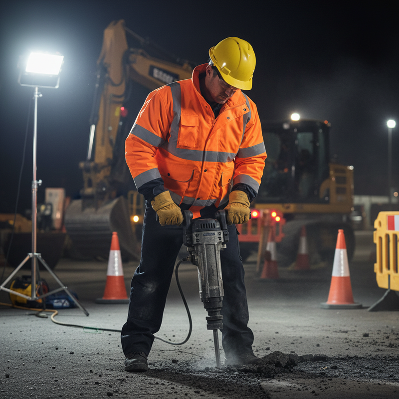 Dark Slate Gray Heavy Duty Two-tone Hi-vis Constructor Bomber Jacket - Orange/Navy Blue