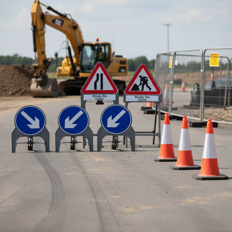 Dark Gray Premium Traffic Management Signs & Cones Kit for Road Works