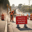 Rosy Brown Traffic Control Ahead High-Performance Cone Sign 1050 x 750mm