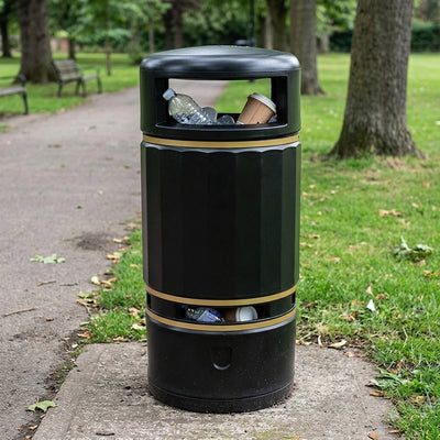 90 Litre Hooded Outdoor Litter Bin with Twist-Lift Access