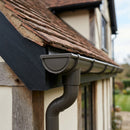 Half Round Aluminium Gutter Outlet 76mm – Marine Grade — RAL 7022 (in use)