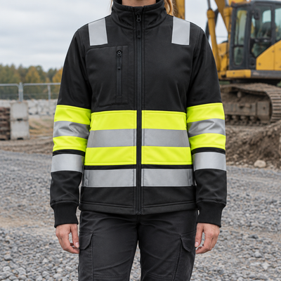 Women's Hi-Vis Class 1 Full Zip Jacket - Hi-Vis Yellow/Black