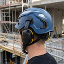 Blue Vented Helmet with Ear Protection Kit