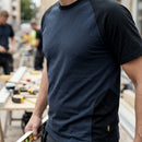 Two-Tone Cotton Crew Neck Work T-Shirt - Navy/Black