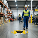 Light Slate Gray Premium Attention Safety Helmets Must Be Worn Floor Sign