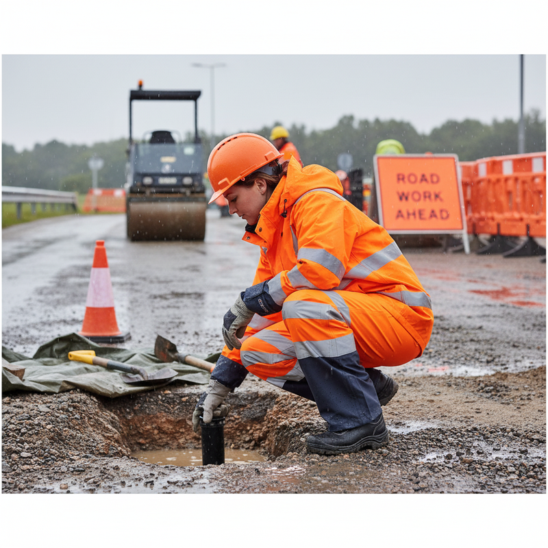 Gray Premium Two-tone Hi-vis Waterproof Trousers - Orange and Navy Blue