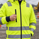 Hi-Vis Full Zip Hoodie with Reflective Tape - High-Vis Yellow/Navy (view 2)