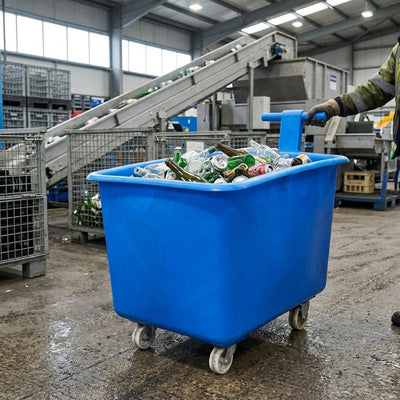 Wheeled Bottle Bin 320L with Handle — Polyethylene Mobile Storage