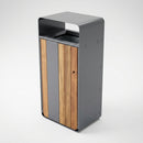 90-litre slimline galvanised steel and hardwood litter bin (view 2)
