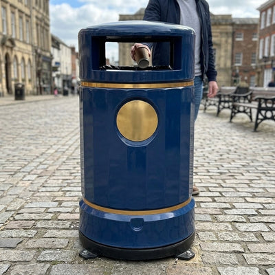 120 Litre Outdoor Heritage Litter Bin with Hooded Top