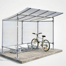 5-space aluminium cycle shelter with polycarbonate roof