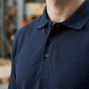 Navy Long Sleeve Polo Work Shirt - Cotton Blend (view 2)