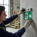 Dim Gray Premium Fire Safety Signs - Running Man Down Right Arrow Directional Exit Sign