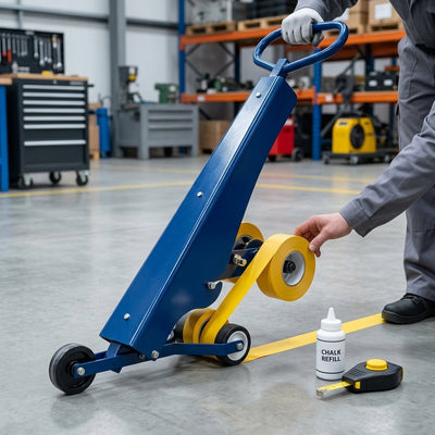 Floor Marking Kit with Tape Applicator, 2 Rolls & Chalk Liner