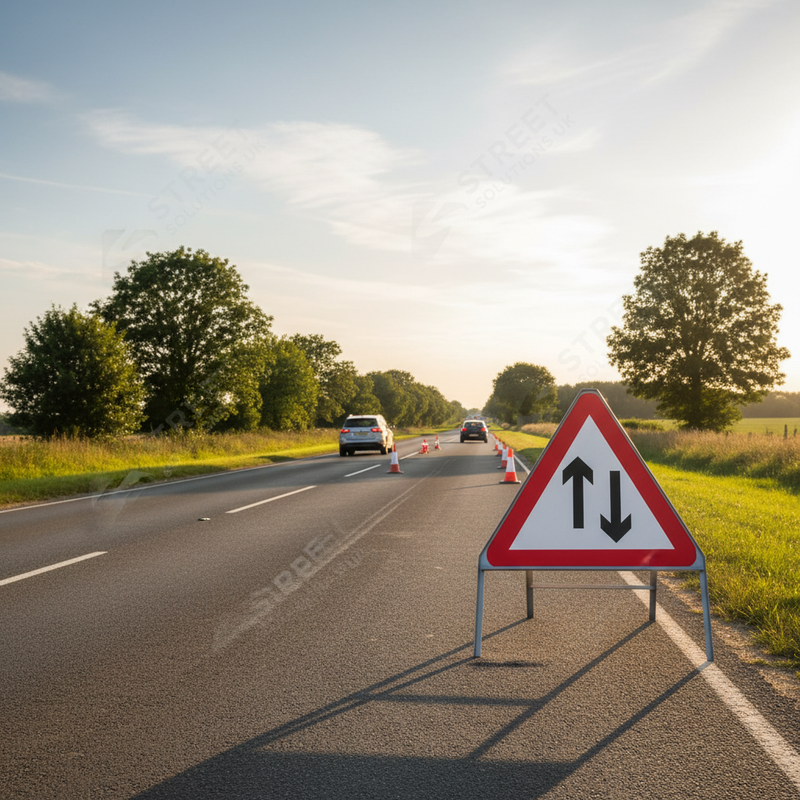 Gray Two Way Traffic Triangle Metal Sign Face - 750mm Heavy Duty