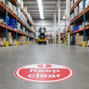 Light Slate Gray Premium Keep Clear Floor Sign - Red Safety Indicator