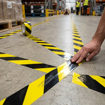 33m x 48mm Chevron Floor Marking Tape Yellow & Black