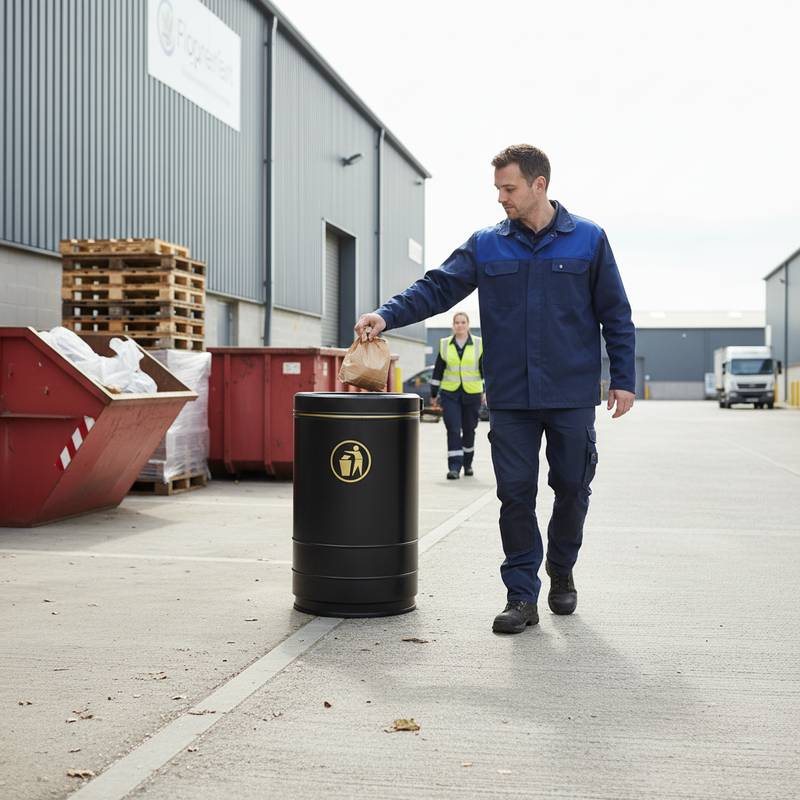 Light Gray Premium Open Top Litter Bin with 90 Litre Capacity
