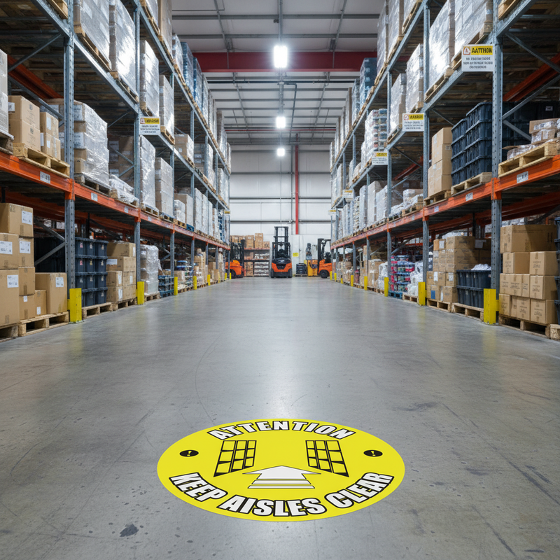 Light Slate Gray Premium Keep Aisles Clear Floor Sign - Slip Resistant Vinyl